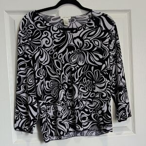 Laura AshleyBlack and White Floral Blouse